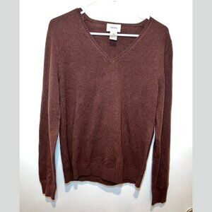 Neiman Marcus Brown 100% Cashmere Blend V-Neck Pullover Sweaters Women’s Size L